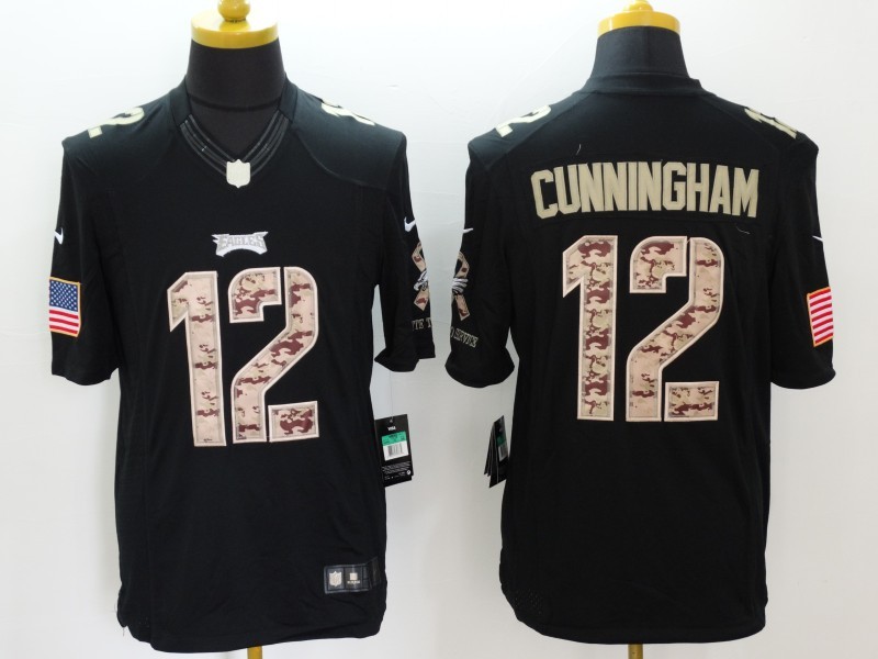 Nike Eagles 12 Randall Cunningham Black Salute To Service Limited Jersey