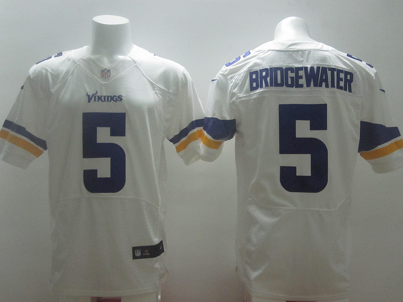 Nike Vikings Bridgewater White Elite Jerseys
