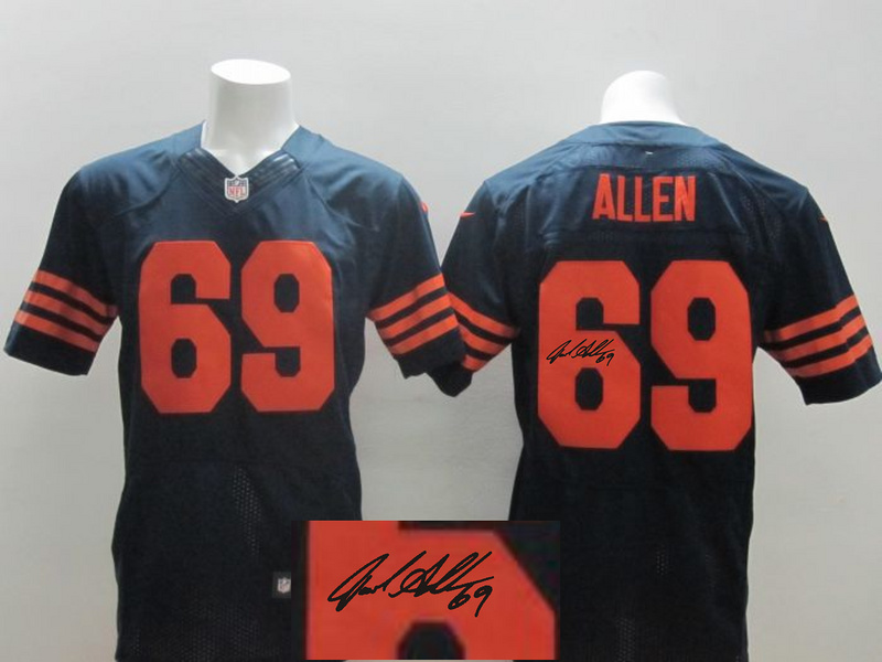 Nike Bears 69 Allen Blue Throwback Elite Signature Edition Elite Jerseys