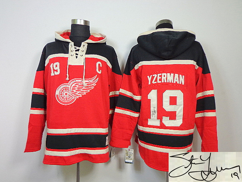 Red Wings 19 Yzerman Red Hooded Signature Edition Jerseys