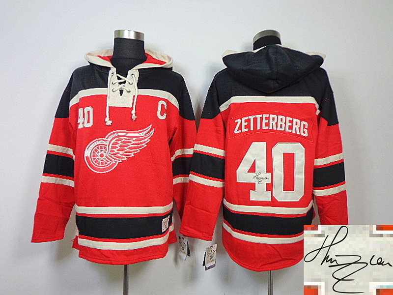 Red Wings 40 Zetterberg Red Hooded Signature Edition Jerseys