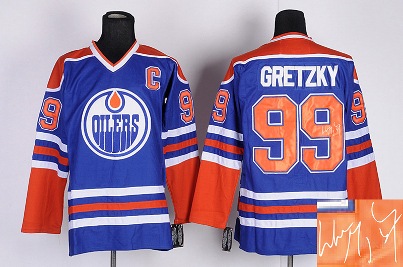 Oilers 99 Gretzky Blue Signature Edition Jerseys