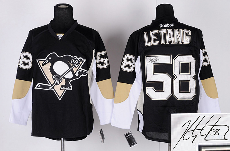 Penguins 58 Letang Black Signature Edition Jerseys