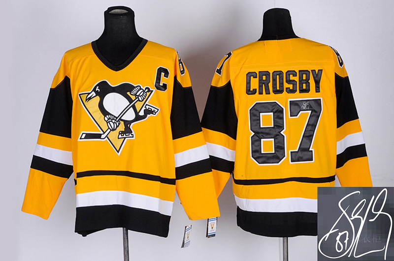 Penguins 87 Crosby Yellow Signature Edition Jerseys