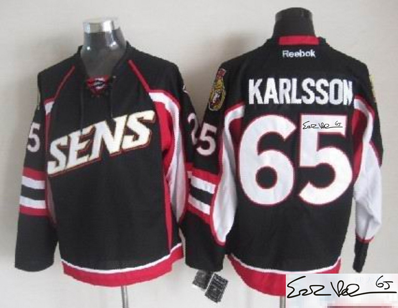 Senators 65 Karlsson Black 3rd Signature Edition Jerseys