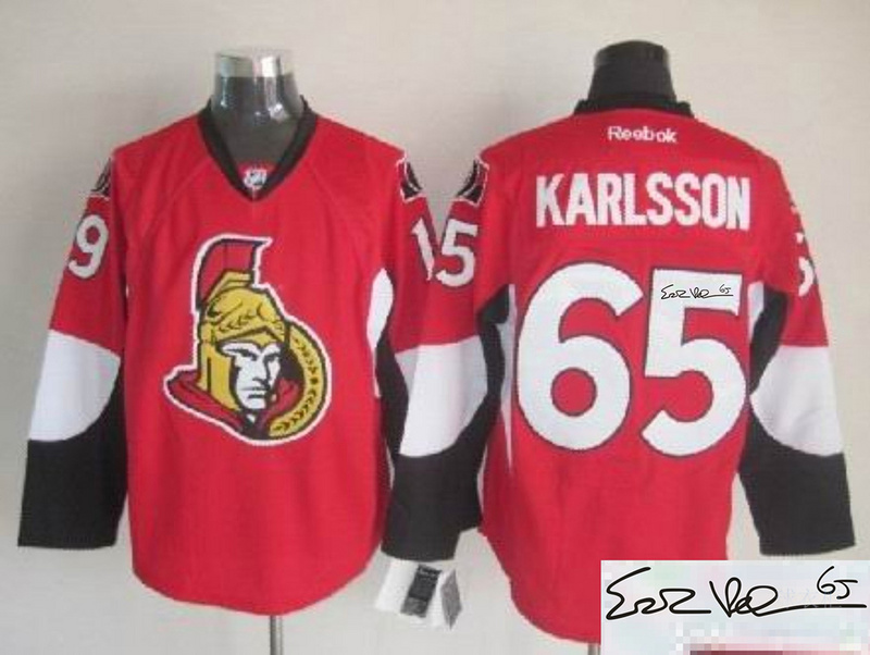 Senators 65 Karlsson Red Signature Edition Jerseys