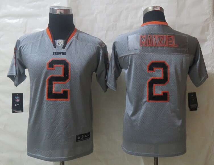 Nike Browns 2 Manziel Lights Out Grey Elite Youth Jerseys