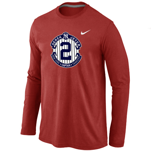 Nike Derek Jeter New York Yankees Official Final Season Commemorative Logo Long Sleeve T-Shirt Red