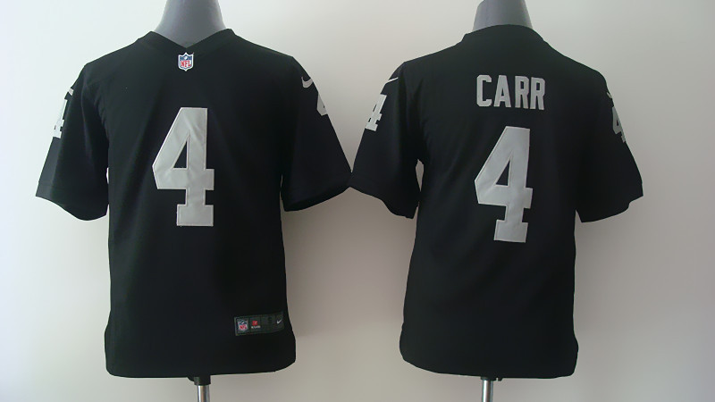 Nike Raiders 4 Derek Carr Black Youth Game Jersey