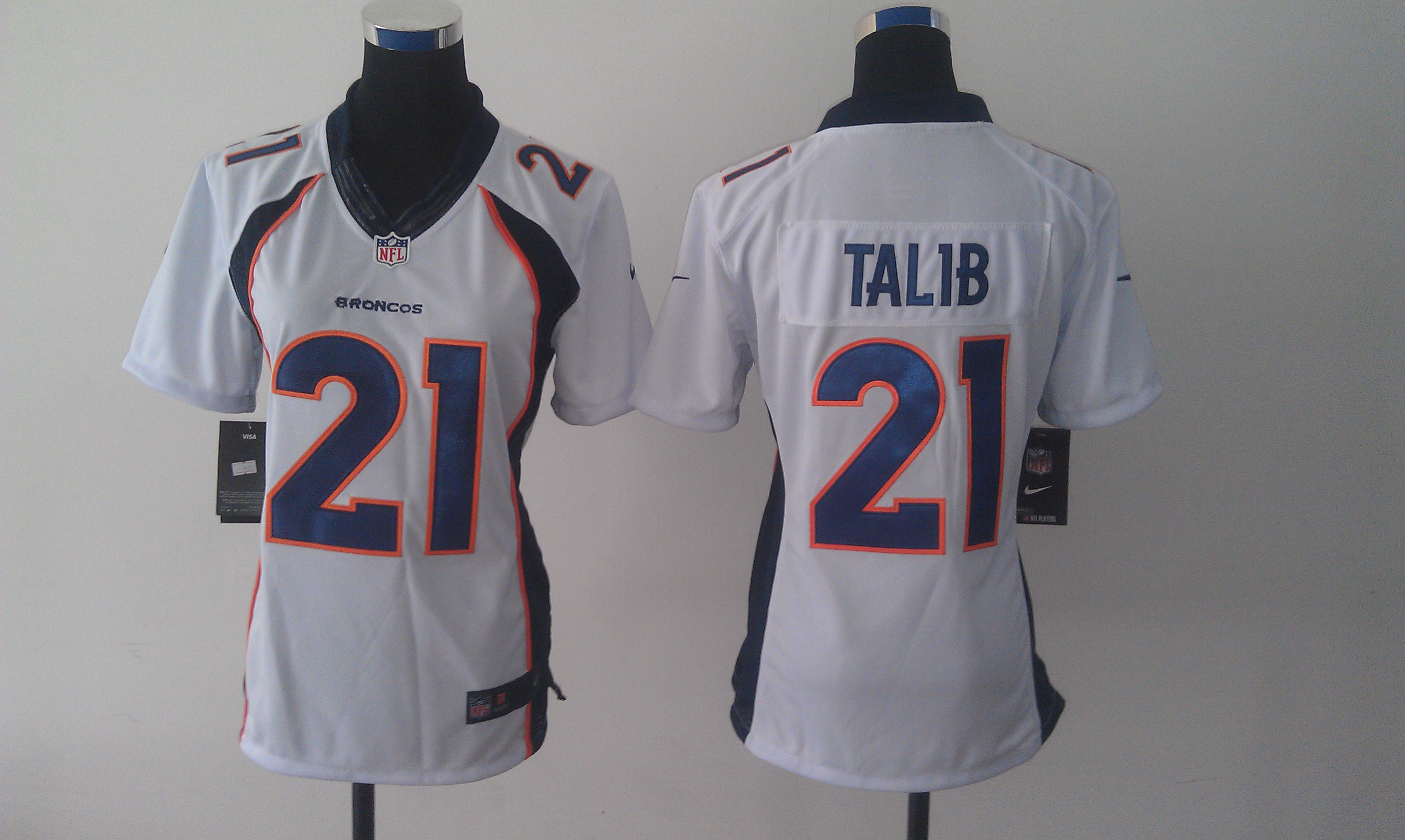 Nike Broncos 21 Talib White Women Limited Jerseys