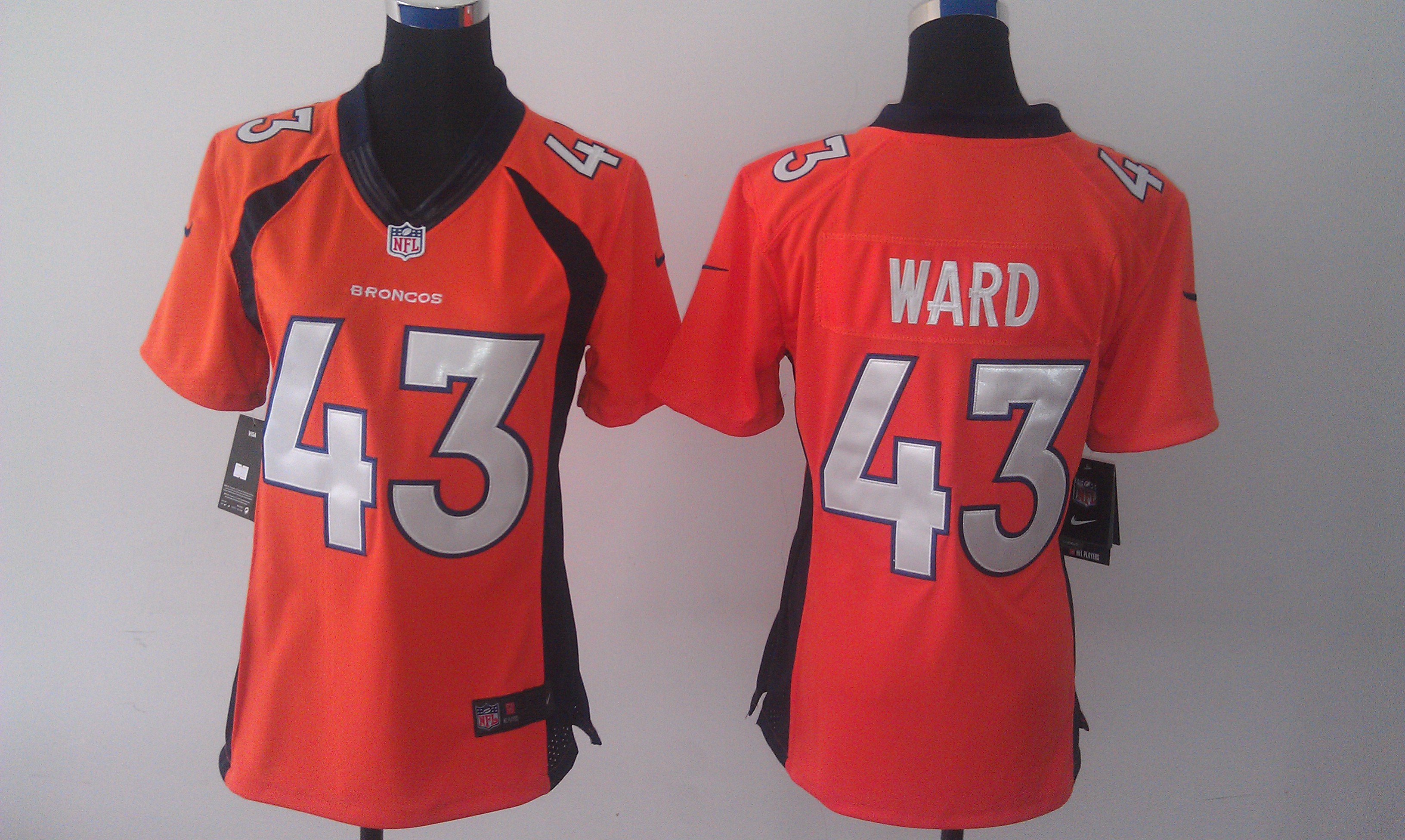 Nike Broncos 43 Ward Orange Women Limited Jerseys