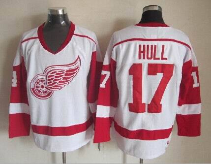 Red Wings 17 Hull White Jerseys