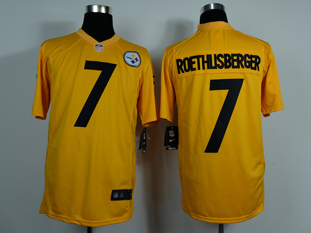 Nike Steelers 7 Roethlisberger Yellow Game Jerseys