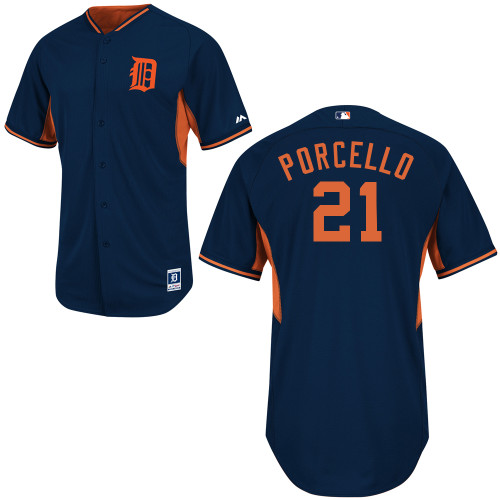 Tigers 21 Porcello Blue New Road Cool Base Jerseys