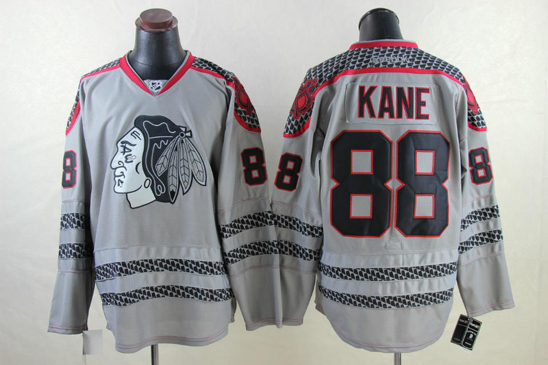 Blackhawks 88 Kane Charcoal Cross Check Premier Fashion Jerseys