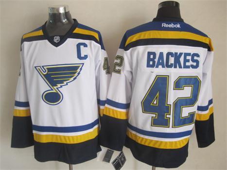 Blues 42 Backes White With C Patch Jerseys