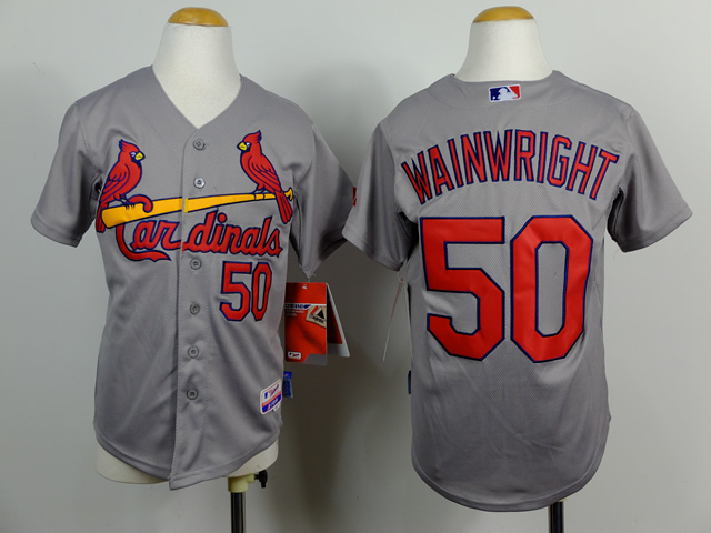 Cardinals 50 Wainwright Grey Youth Jersey