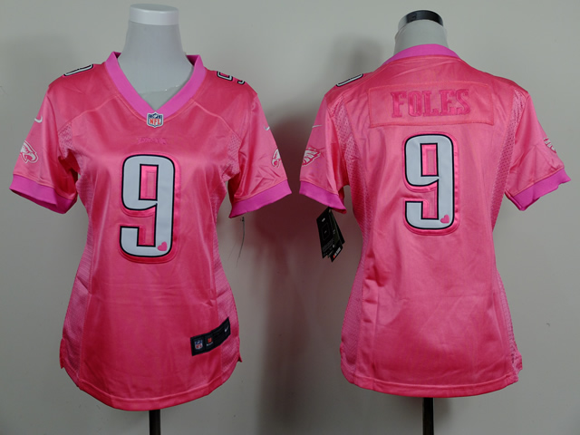 Nike Eagles 9 Foles Pink Love Women Game Jerseys