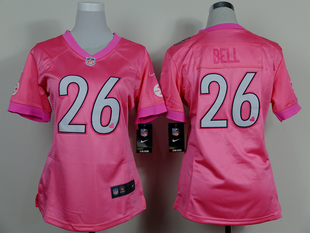 Nike Steelers 26 Bell Pink Love Women Game Jerseys