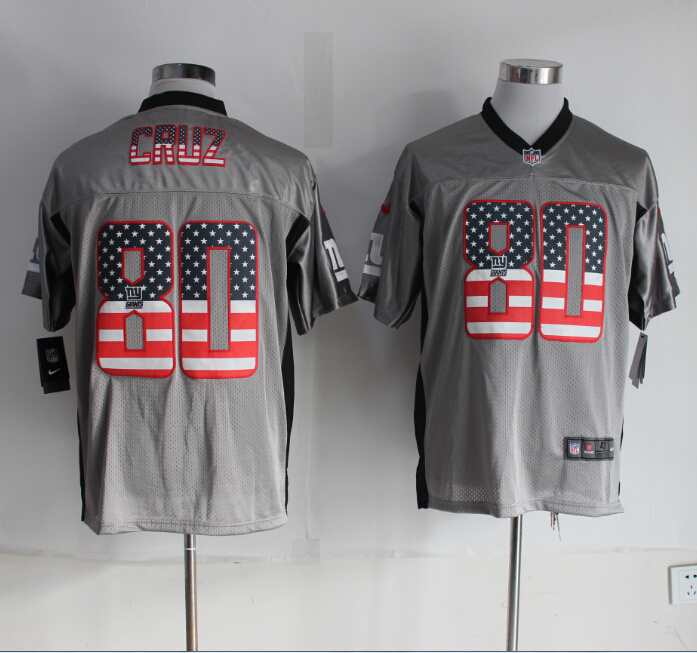 Nike Giants 80 Cruz USA Flag Fashion Grey Shadow Elite Jerseys