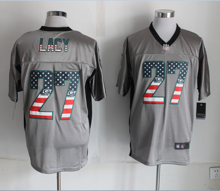 Nike Packers 27 Eddie Lacy Grey Shadow USA Flag Elite Jersey
