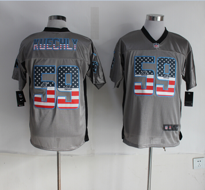 Nike Panthers 59 Luke Kuechly Grey Shadow USA Flag Elite Jersey