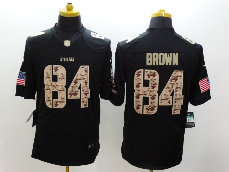 Nike Steelers 84 Brown Black Salute To Service Limited Jerseys