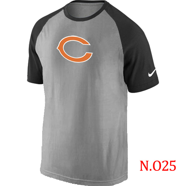 Nike Chicago Bears Ash Tri Big Play Raglan T Shirt Grey&Black