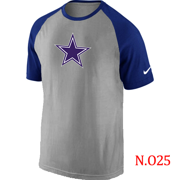 Nike Dallas Cowboys Ash Tri Big Play Raglan T Shirt Grey&Blue