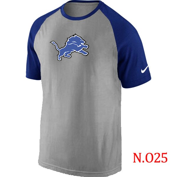 Nike Detroit Lions Ash Tri Big Play Raglan T Shirt Grey&Blue