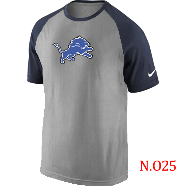 Nike Detroit Lions Ash Tri Big Play Raglan T Shirt Grey&Navy