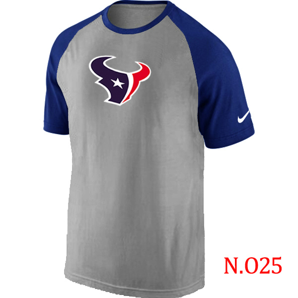 Nike Houston Texans Ash Tri Big Play Raglan T Shirt Grey&Blue