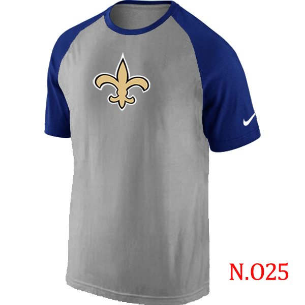 Nike New Orleans Saints Ash Tri Big Play Raglan T Shirt Grey&Blue