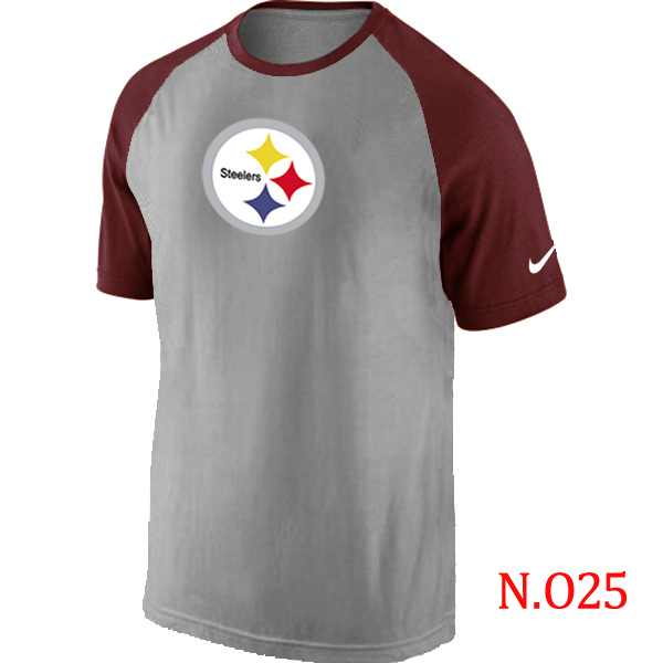 Nike Pittsburgh Steelers Ash Tri Big Play Raglan T Shirt Grey&Red