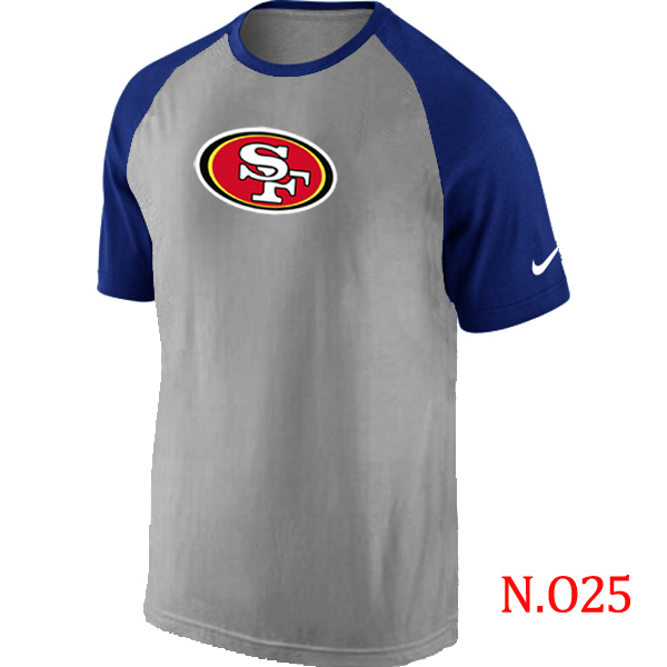 Nike San Francisco 49ers Ash Tri Big Play Raglan T Shirt Grey&Blue