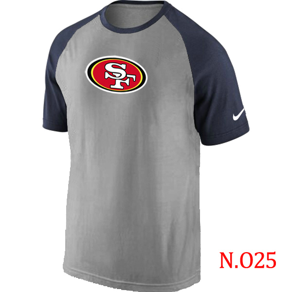 Nike San Francisco 49ers Ash Tri Big Play Raglan T Shirt Grey&Navy