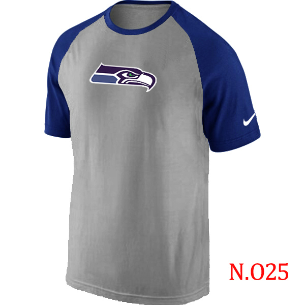 Nike Seattle Seahawks Ash Tri Big Play Raglan T Shirt Grey&Blue