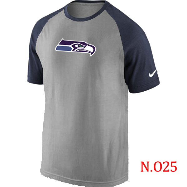 Nike Seattle Seahawks Ash Tri Big Play Raglan T Shirt Grey&Navy