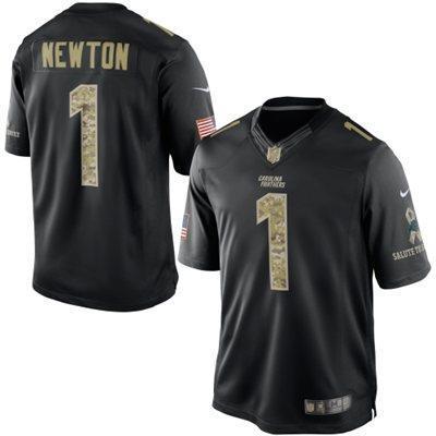 Nike Panthers 1 Newton Black Salute To Service Limited Jerseys