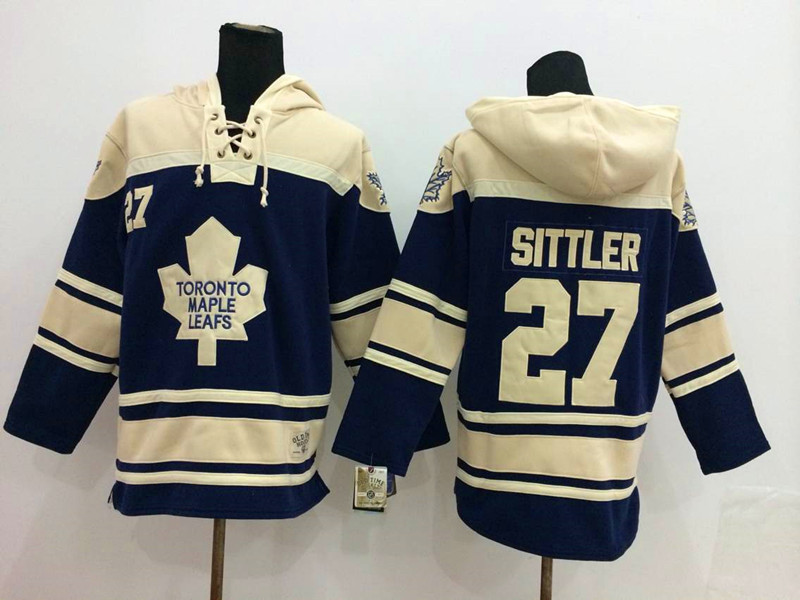 Maple Leafs 27 Darryl Sittler Blue All Stitched Hooded Sweatshirt