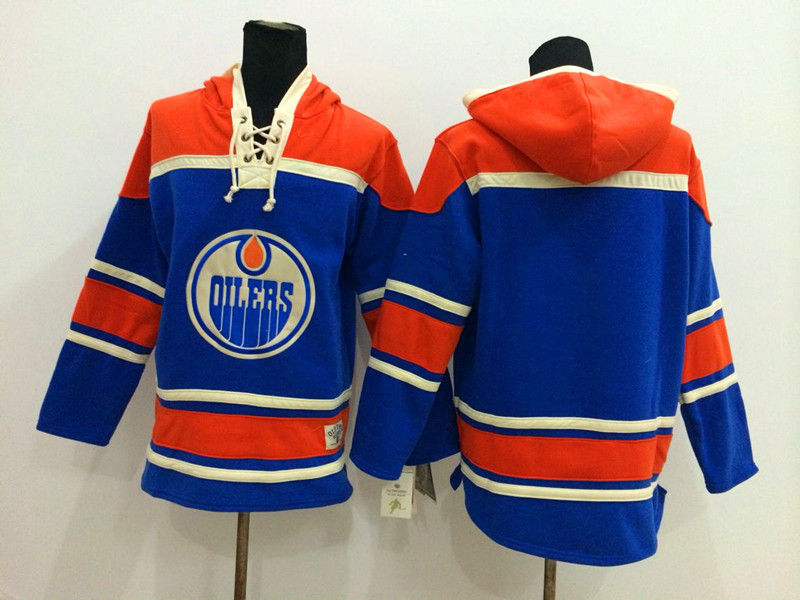 Oilers Blank Blue All Stitched Hooded Sweatshirt