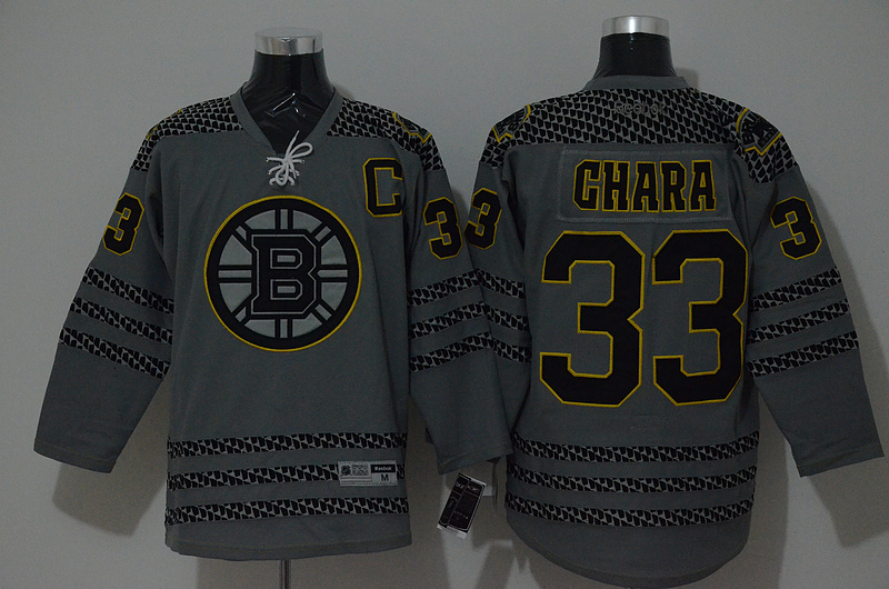 Bruins 33 Chara Charcoal Cross Check Premier Fashion Jerseys