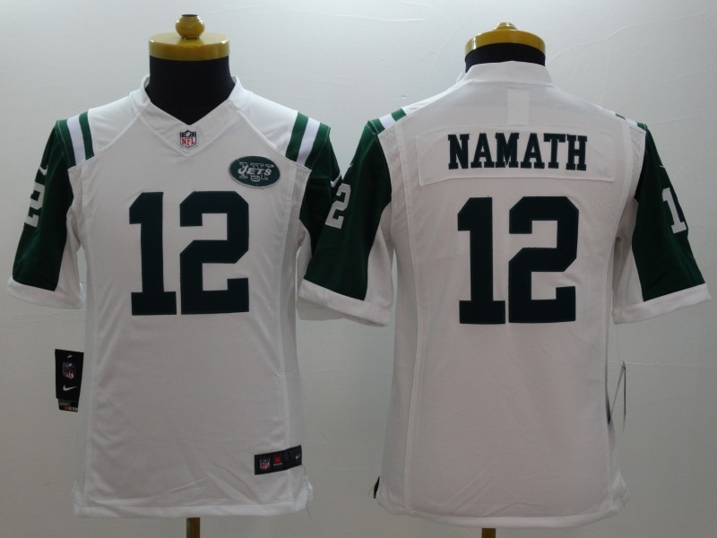 Nike Jets 12 Namath White Youth Limited Jerseys