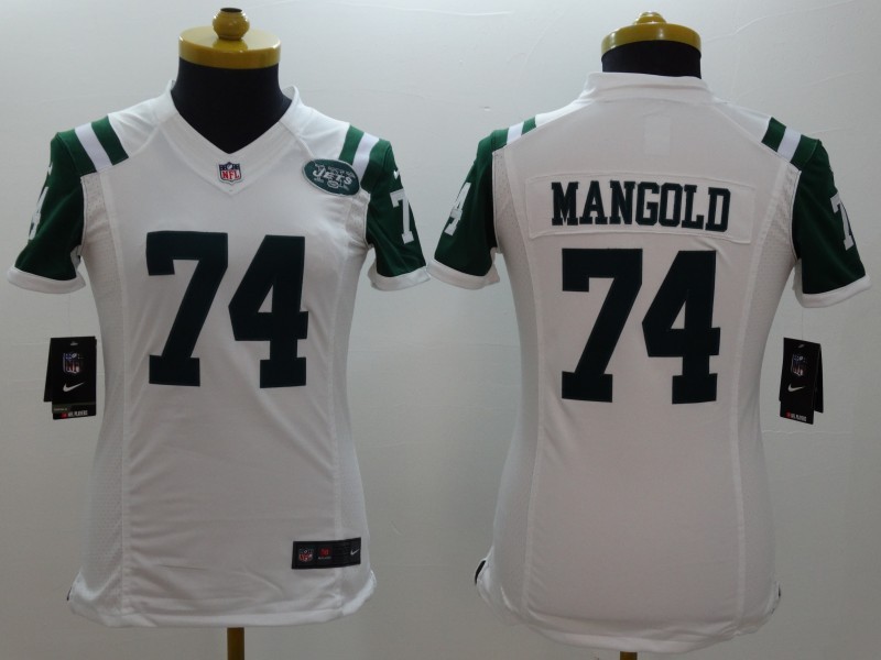 Nike Jets 74 Mangold White Women Limited Jerseys