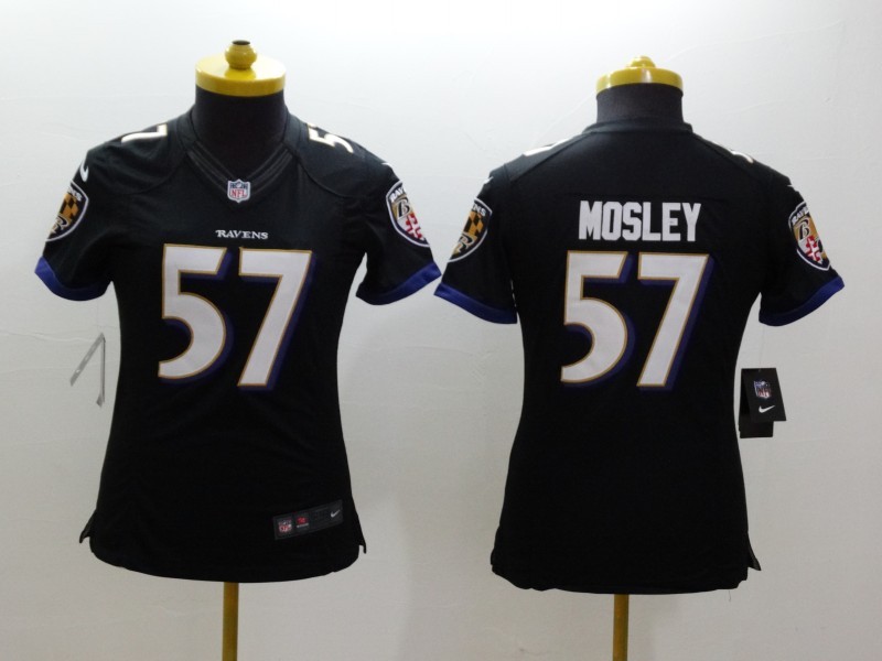 Nike Ravens 57 Mosley Black Women Limited Jerseys