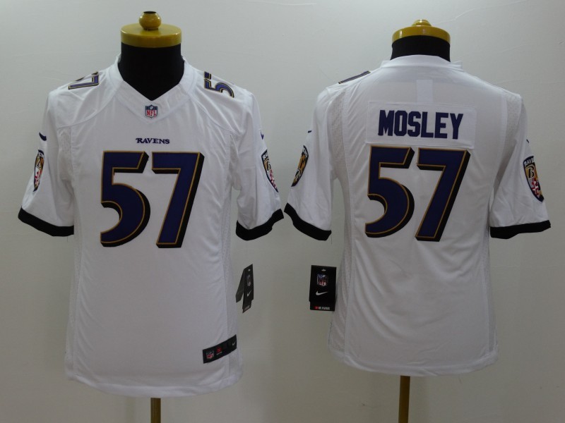 Nike Ravens 57 Mosley White Youth Limited Jerseys