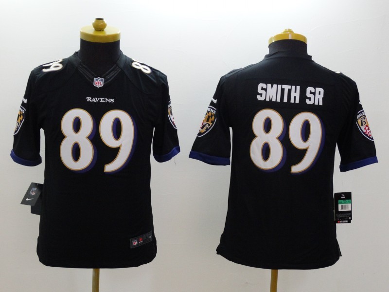 Nike Ravens 89 Smith Sr Black Youth Limited Jerseys