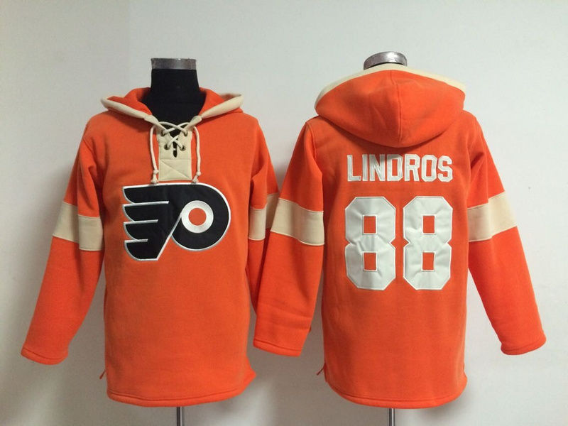 Flyers 88 Eric Lindros Orange All Stitched Hooded Sweatshirt