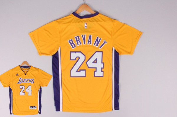 Lakers 24 Bryant Gold Sleeved Youth Jersey