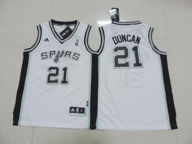 Spurs 21 Duncan White Youth Jersey